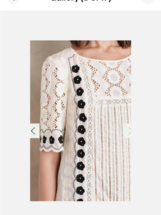 Floreat Tops - Floreat Anthropologie Tunic Blouse Top - Ivory/Black Floral Lace, Size 12